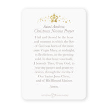 Load image into Gallery viewer, St. Andrew Christmas Novena Prayer Card | Holy Family Design | Blue