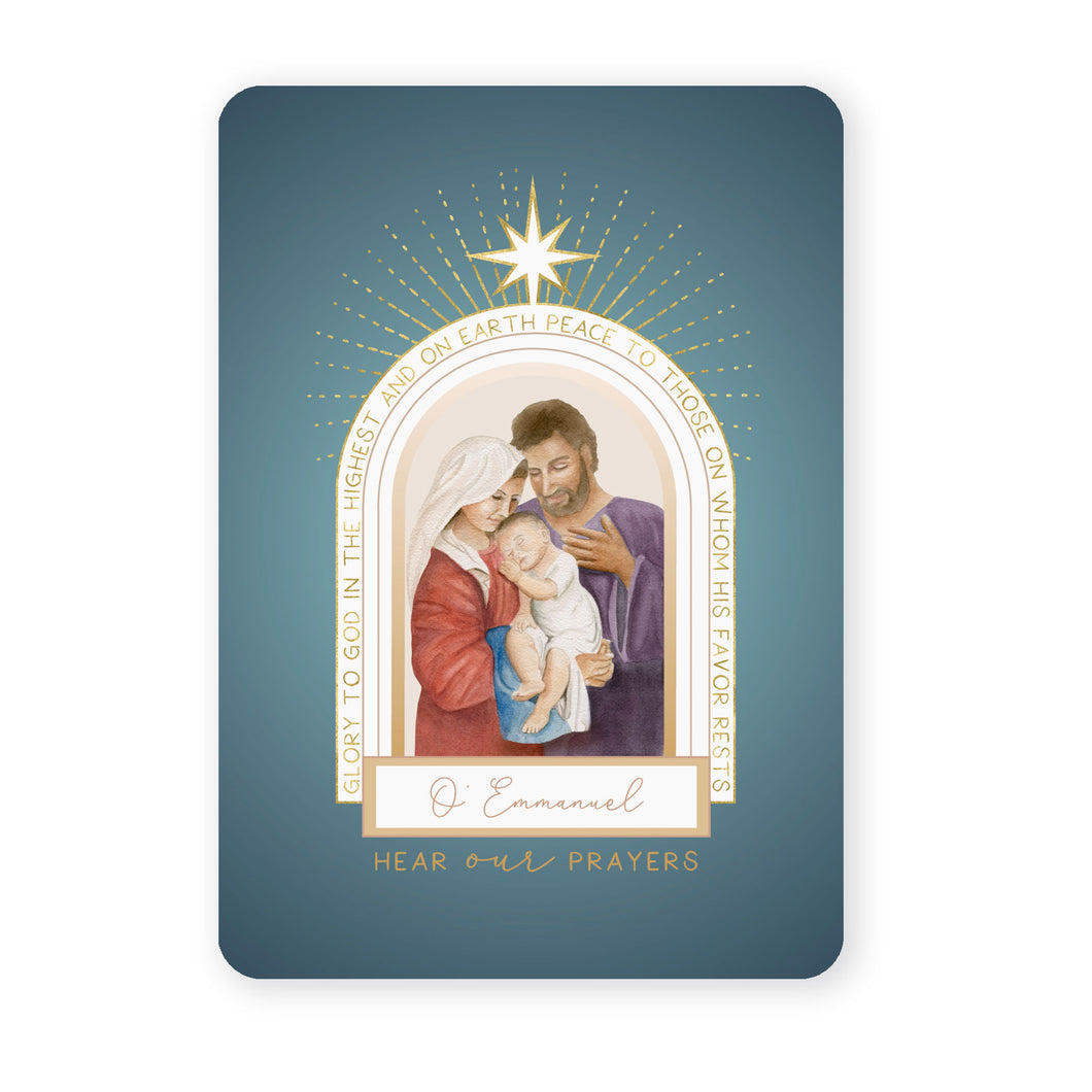 St. Andrew Christmas Novena Prayer Card | Holy Family Design | Blue