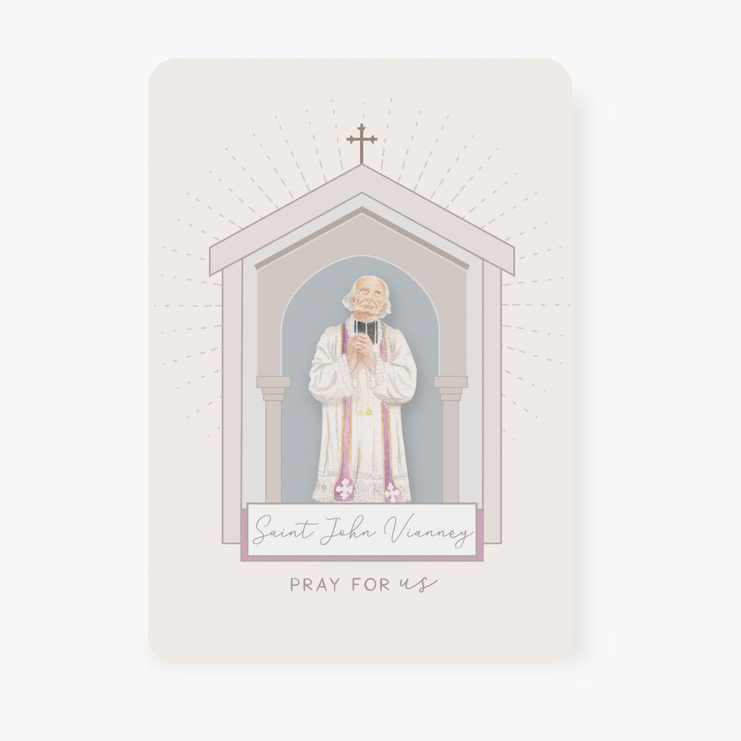 St. John Vianney Prayer Card | Beige | Prayer for Priests