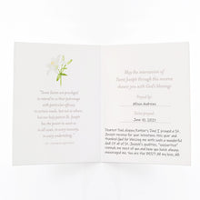 Load image into Gallery viewer, St. Joseph Novena Card | Mint Green | Personalized
