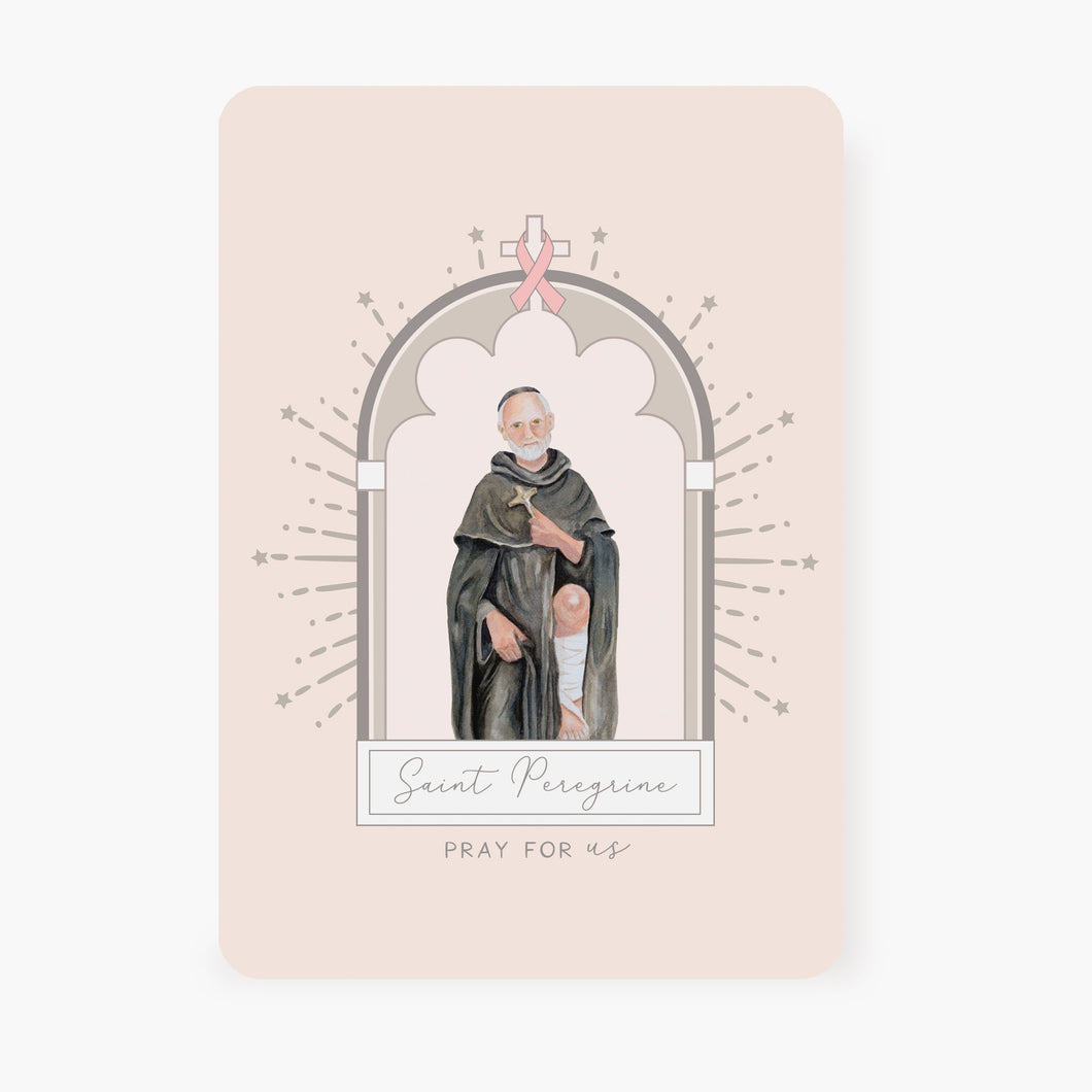 St. Peregrine Prayer Card | Pink Ribbon
